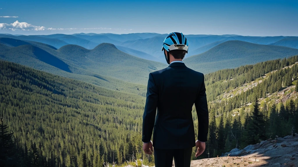 A Luxury Sales Suit man wearing a black rider full-face helmet overlooking wilderness,full body,standard rider black full face helmet,back view of the man, background is a wilderness,a man overlooking wilderness,a man overlooking wilderness,a man overlooking wilderness,a man overlooking wilderness,a man overlooking wilderness,full body,full body,full body,full body,with black rider full-face helmet,with black rider full-face helmet,with black rider full-face helmet,wearing black rider full-face helmet,wearing black full-face helmet,wearing black full-face helmet,overlooking wilderness,overlooking wilderness,Back view,Back view,Back view,Back view,Draw people small,Draw people small,Spectacular views,Spectacular views,Spectacular views,lonely man,lonely man,a black full-face helmet,a black full-face,A Luxury Sales Suit man,with Luxury Sales Suit