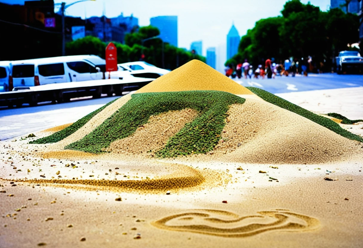 market,noon,City,There is a little bit of sand,road