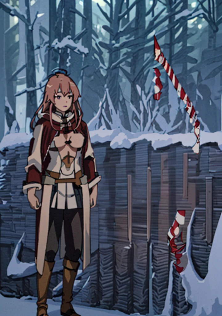 (masterpiece), best quality, high quality art, very detailed texture, super detailed picture high detail texture, high texture detail, super detailed render, hd detailed texture, 1Girl, standing, master piece, full body character concept, full body character design, full body concept art, Archer, face hidden by Hoodie shadow, Dark red Jacket, red pattern, a magic arrow is on the side, detailed archer suit, long gray pants, armor boots, Big boob