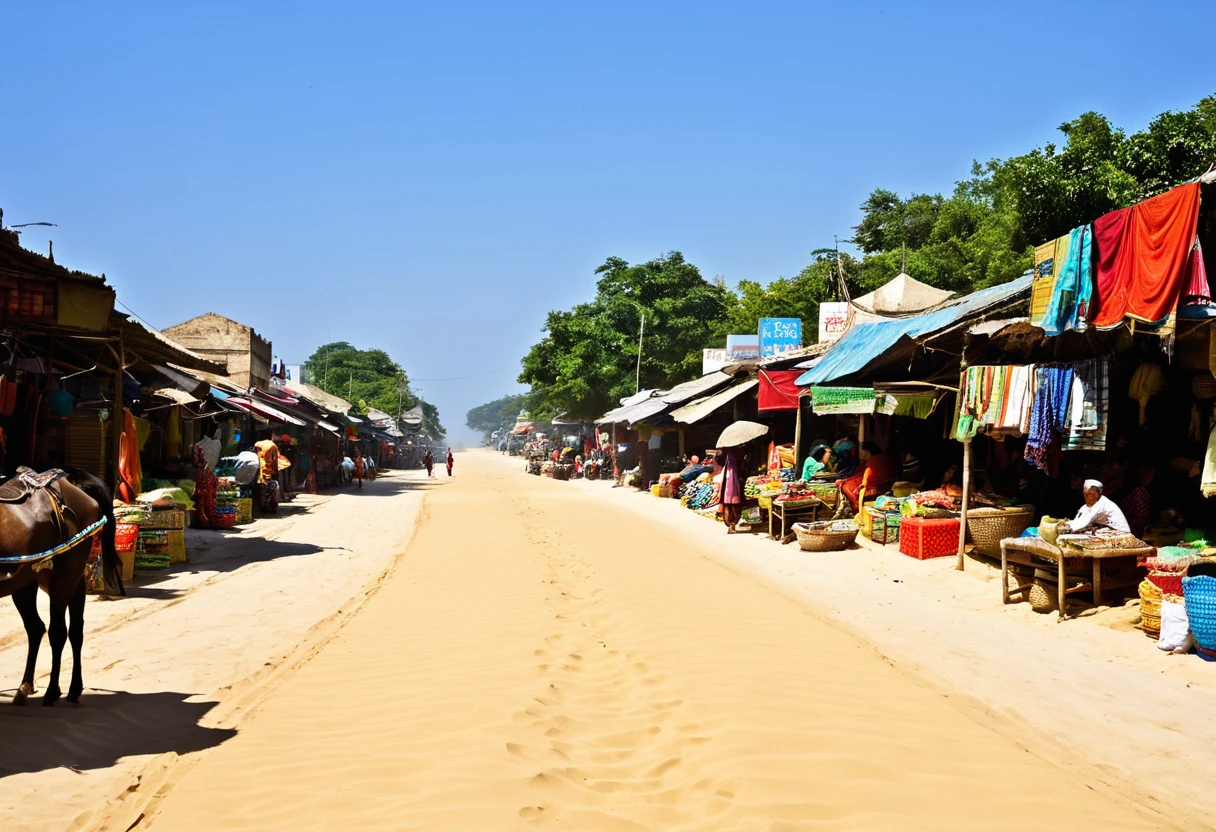 Black Market,noon,There is a little bit of sand,road