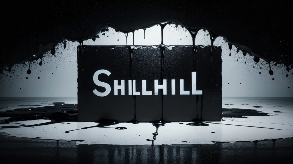 An image of the word "shill" dripping with paint and with a completely black background behind.