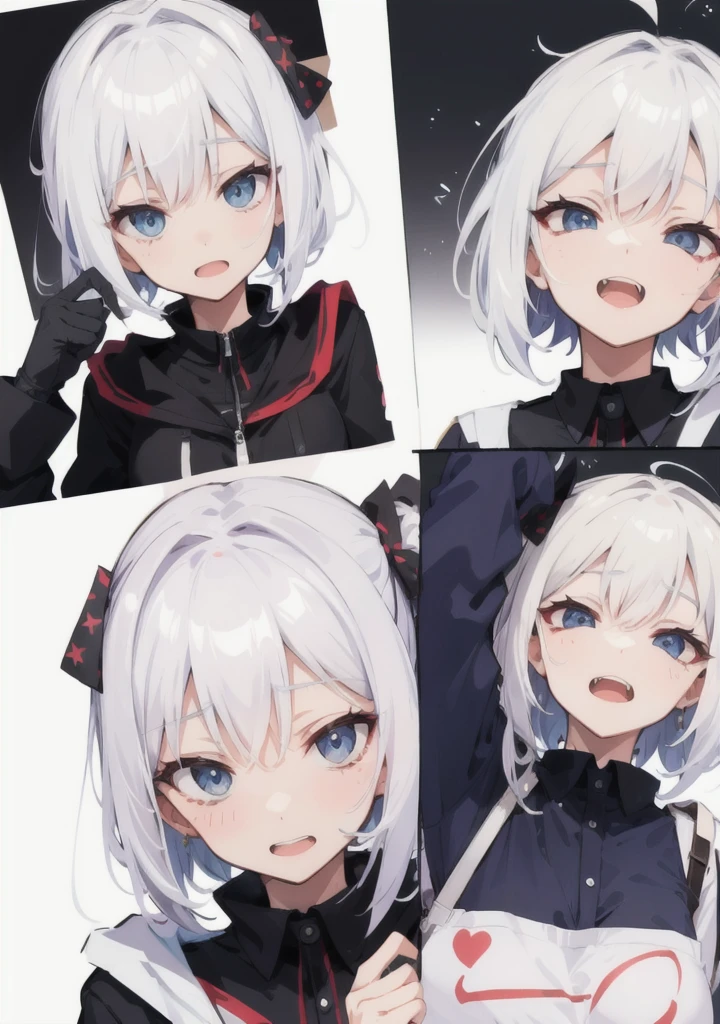 nsfw,(Split Screen,),(Whitehair),sitting,(hugging_own_legs:1.3),(knees up:1.5),woman,Tsurime,red_neckerchief,black_serafuku,bottomlees,hair over one eye,straight-on,long hair,red eyes,yellow eyes,big breast,breasts,masterpiece, best quality, very aesthetic, absurdres,front View,(straight-on),(light hair:1.3),(masterpiece, best quality, very aesthetic, absurdres,(bareLegs),lace,(take_your_pick),(dynamic:1.5),(toes:1.5),Face on knees
