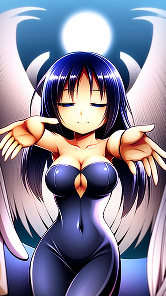 (best quality,4k,8k,highres,masterpiece:1.2), ultra-detailed, highly detailed texture, intricate details, A cute age angel with blue eyes, drawn in anime style, 1girl, , , 10 ydium blue hair, hair flaps, pink ribbon on head, well-formed face, blue eyes, angel girl, white blouse, puffy short sleeves, red ribbon, angel wings, long white skirt, red shoes, frills, ribbon head, A pair of angel wings on the back, from behind, to lift up one’s skirt, cowboy shot, from front, standing , raise one leg, crossed arms, arms up behind, arms behind back, hand between legs, put hands hip, one hand on hip, forward hands, arms raised in the air, punch hands, peace sign, waving, put up index finger, sit, lie down, closed eyes, lie face down, looking back, put one hand chest, leaning forward, cleavage, close up, horizontally outstretched arms, horizontally outstretched legs, front view, front face