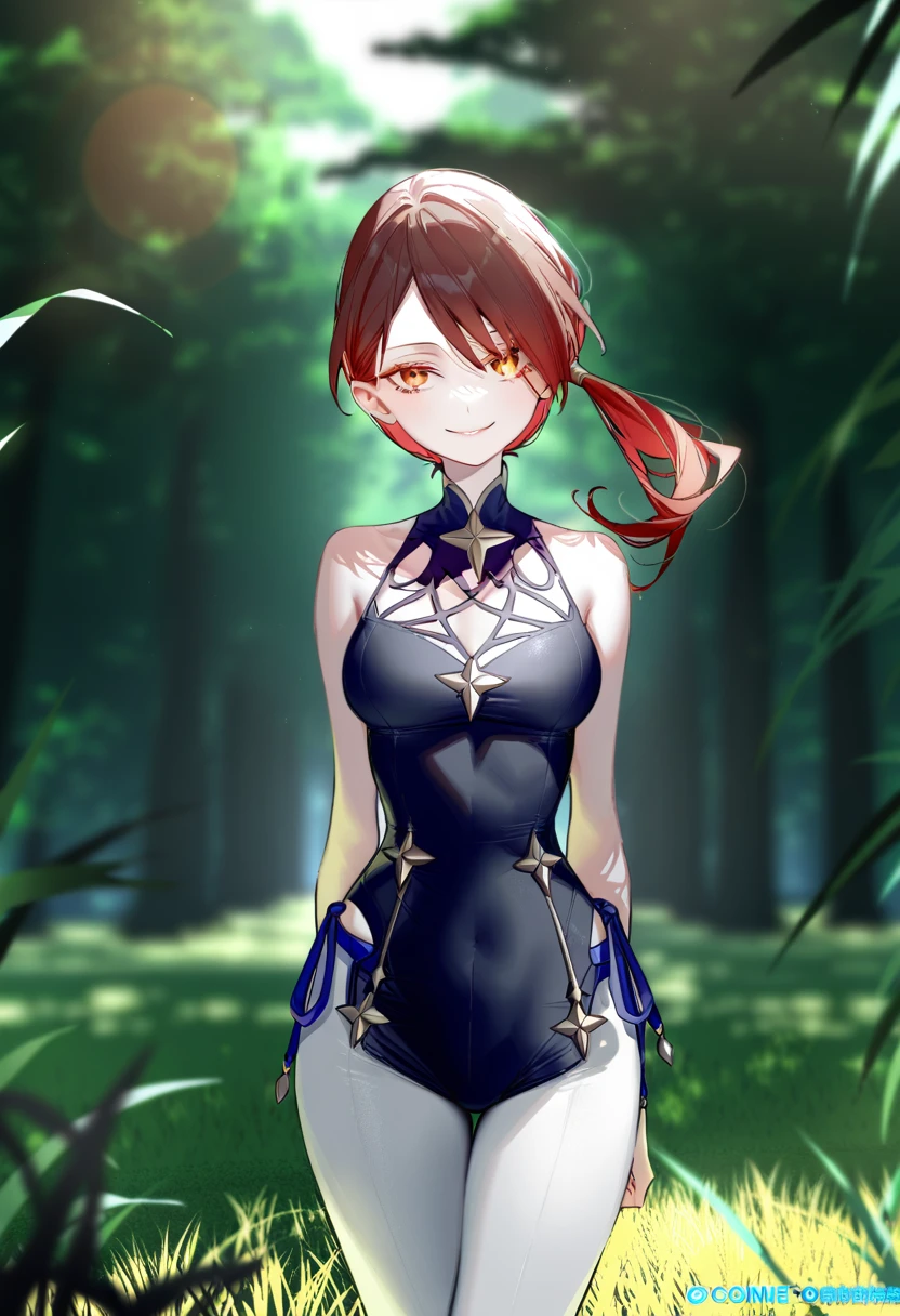 1girl, (by pottsness:1.1), by ciloranko:1.1, (by omone_hokoma_agm:1.1), ((absurdres, official art, masterpiece)), best aesthetic, best quality, ultra detailed, intricate details, new, newest, glossy hair, moist skin, 18 years old, adult woman, medium breasts, blurry background, depth perception, solo, subject focus:1.1, depth perception, Obra maestra, La mejor calidad, ultrahigh resolution, beautiful girl, standing, wearing blue , long hair in view, in frame, pale skin, brown eyes, ultra detailed eyes:0.7, beautiful and detailed face, detailed eyes:0.9, centered, smile, wide shot, facing viewer, vibrant background of outdoors, field of grass, bright lighting, summer, sunlight, flat chested, looking at viewer, perfect hands, head:1, hips, elbows, arms, in view, hands behind back, beautiful lighting, defined subject, 18 years old, cool looking, sunny glare




