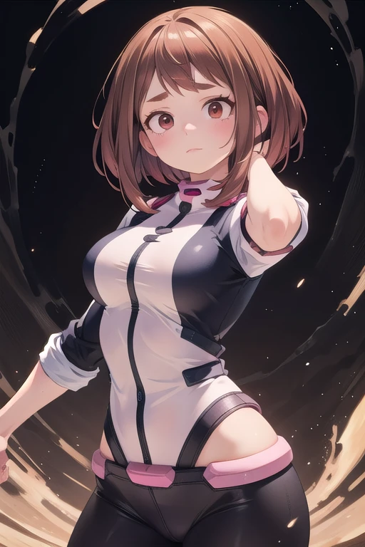 Ochako uraraka con ropa random, ((Pecho muy grandes)) Surrealism, 8k, super detail, anatomically correct, accurate, UHD, masterpiece, textured skin, super detail, high details, high quality, best quality, highres, con una espada en la mano 