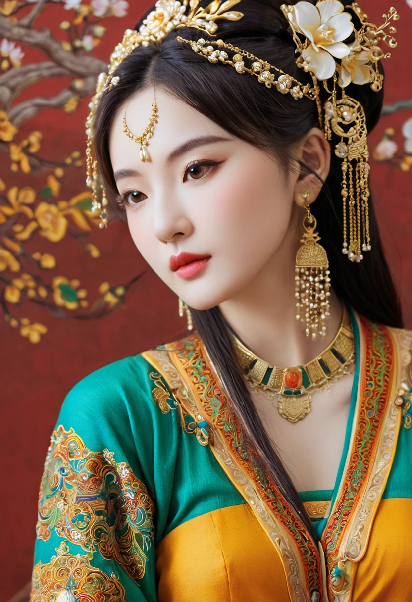 Ethnic style, background, Exhibition Hall, Gorgeous, Beautifully, beautiful, masterpiece, beautiful details, Official Art