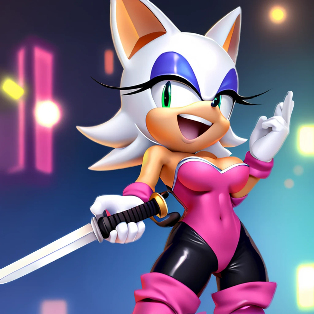 Rouge fight sword and laughs Black bodystocking . Sonic