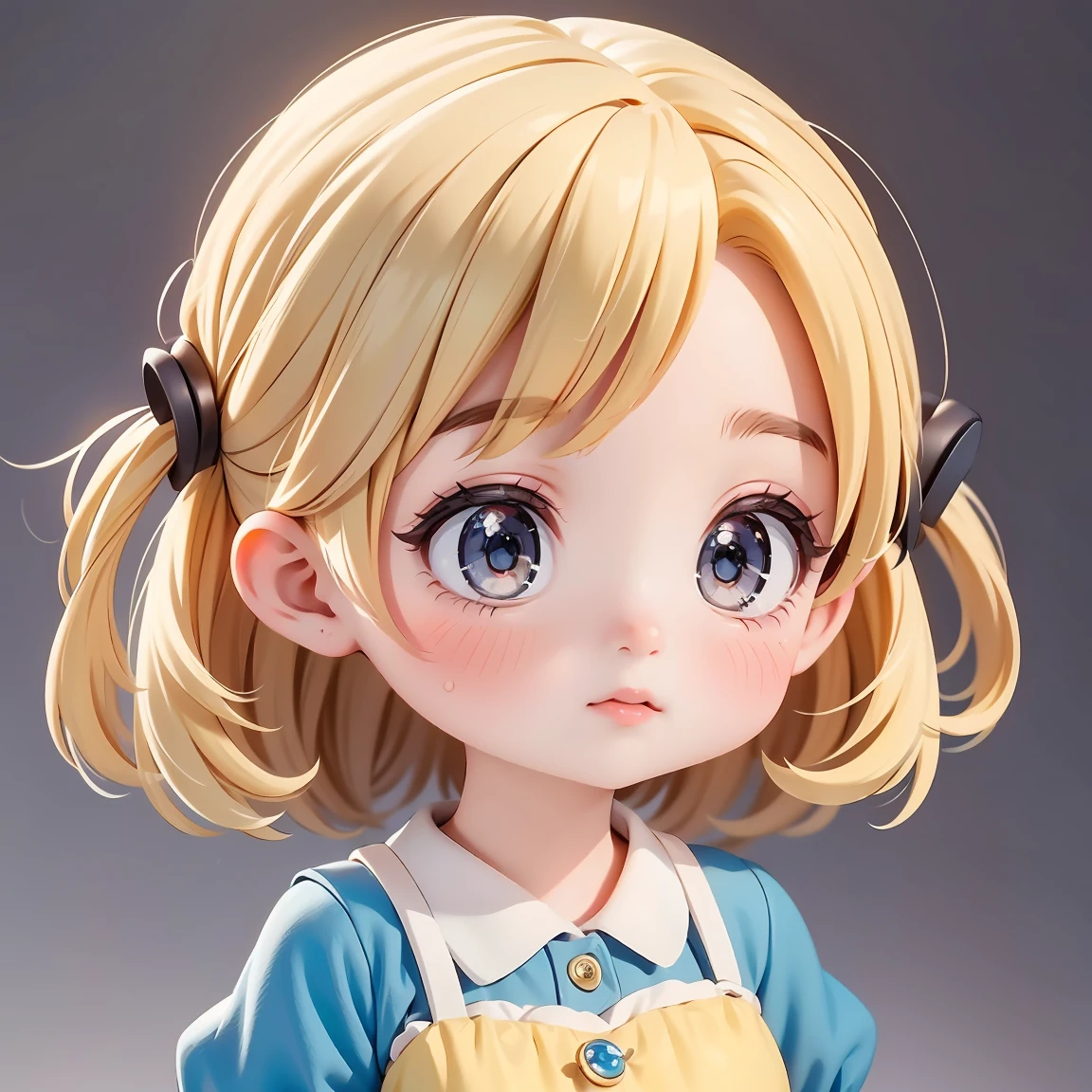 Super Chibi Character:1.8、Wearing cute shoes、background:simple、Blonde Hair、Cute 7 year old girl、Cinderella Dresses、Various expressions:1.8、Various poses:1.8、Looking this way