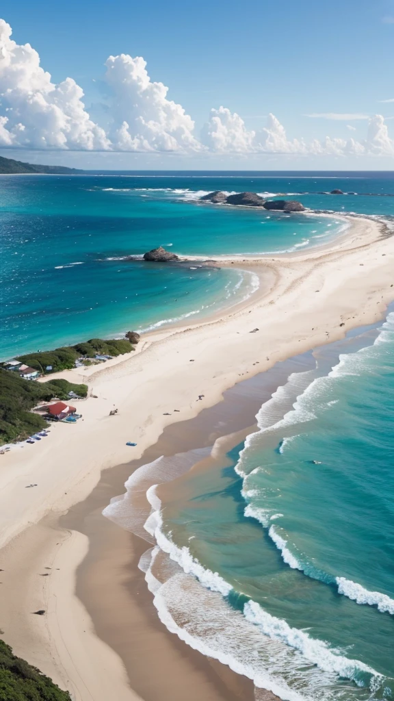 Background image: beautiful sandy beach looking directly onto the ocean 