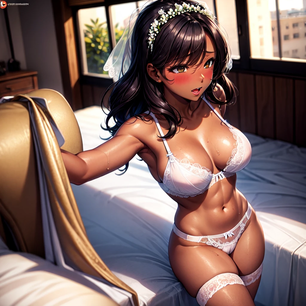 dark skin, sex, blushed, wedding-lingerie, lust, orgasm, bride, sexy, hot, fit-body.