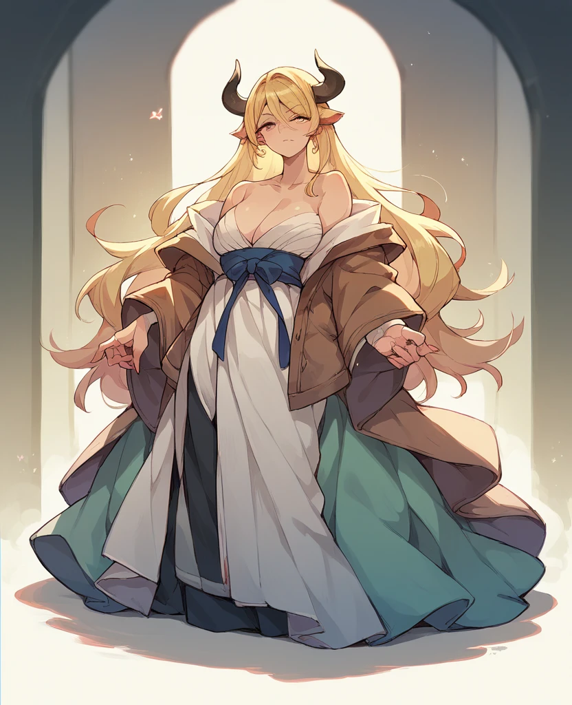 beautiful blonde fur minotaur woman full body Kyokushinkai karate master