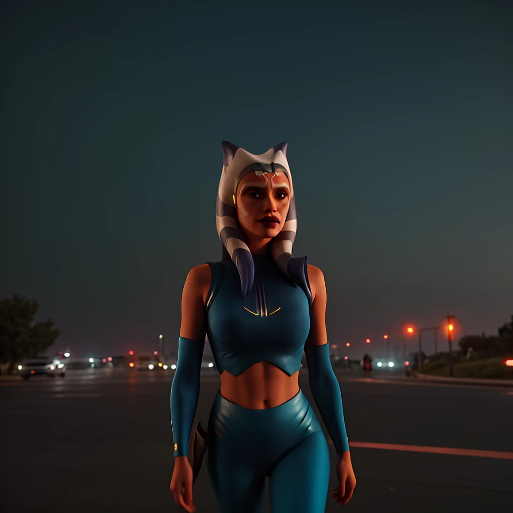 masterpiece, best quality, high quality, extremely detailed 32k unit an enchanting front view, A pretty 40 year old Blonde haired woman, she is standing out side Futuristic Building at night, she is wearing  teal leggings and a crop top, her hair is Choppy Bob hair style, she looks beautiful in the glow of the street lights,(best quality ,photorealistic)
