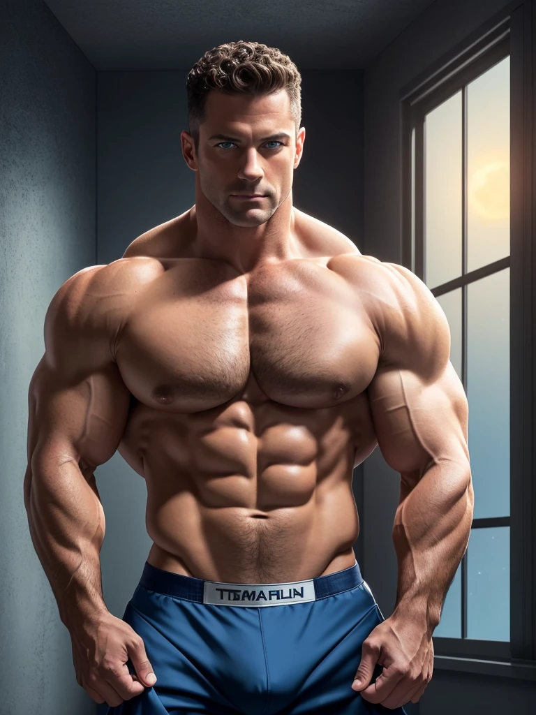 filmposter,wide angles,。aged 40,,blue colored eyes,The body of a bodybuilder,Muscular very developed,sexy muscular body,muscular attractive man,muscle men,,small heads,Handsome,Short brown curly hair,Dark brown tight velvet suit,minimalistic background,Clean composition,intense detail,pastel colour,Hasselblad - original style(8k,tmasterpiece,Best quality,A high resolution,ultra - detailed),natta,starrysky,extreme light,themoon,looking at viewert,Front view,