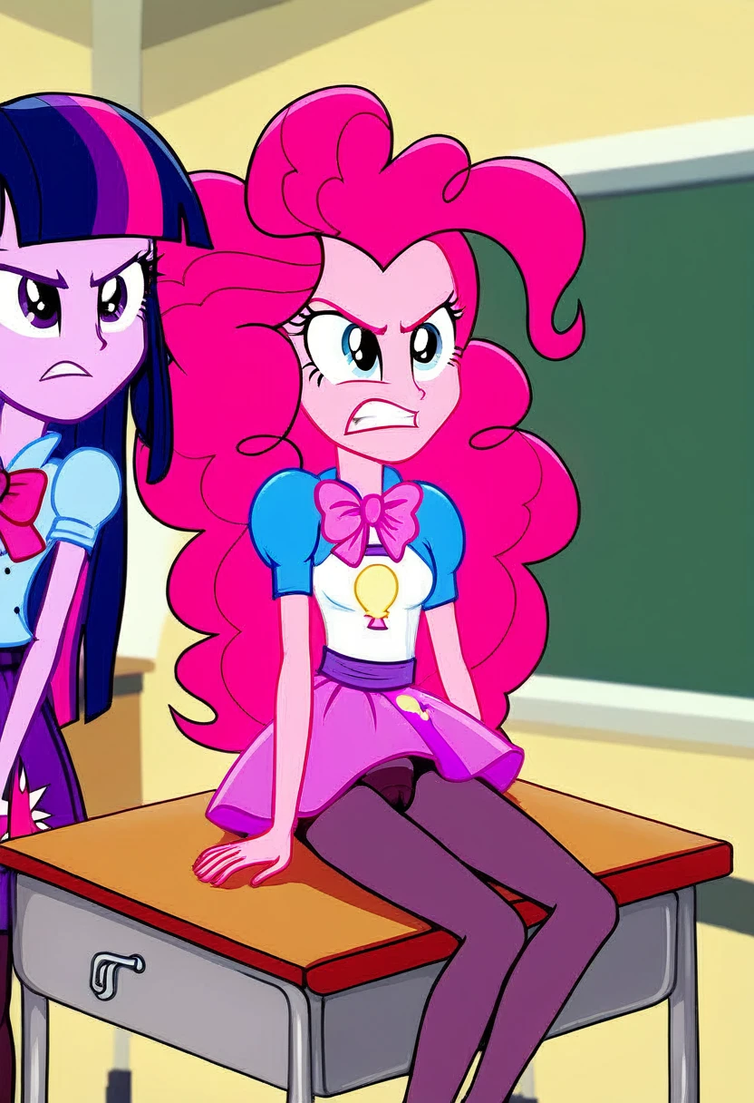 Eqg angry Twilight sparkle bodystocking he is sitting at a school desk and has a vagina. Pinkie pie 
