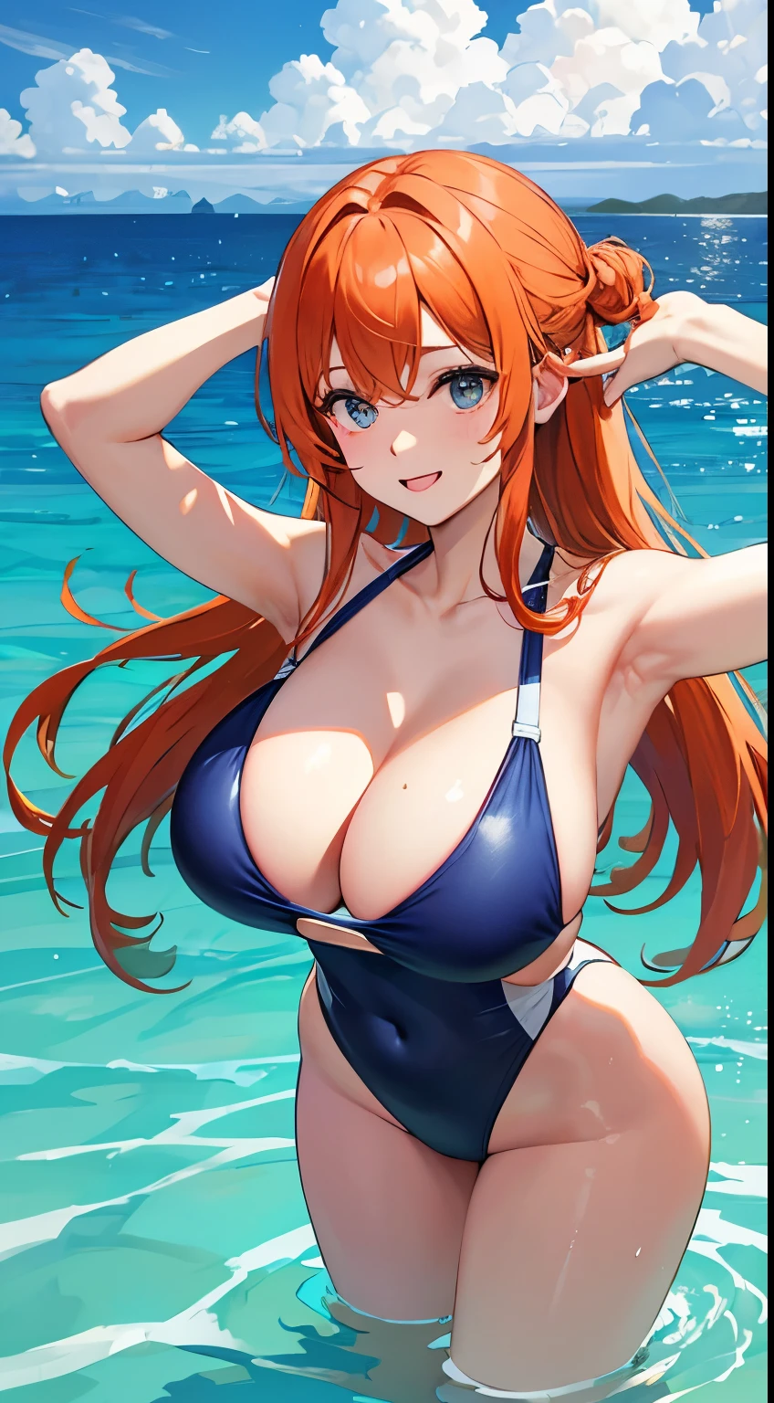 Orange Hair、、Light blue swimsuit、Ocean賊、Ocean