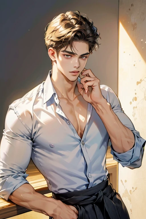 masterpiece,highest quality,male focus,(manly),masculine charm, handsome face,finely fine eyes and face, like々nice face,(alone),(alone),fine eyes, perfect functionality,(20-year-old male),tight waist,1 boy,