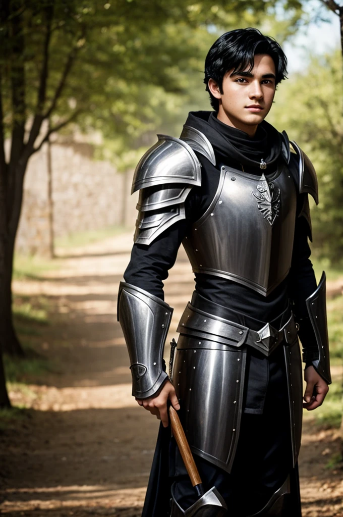 A young paladin of 19 years old with black hair