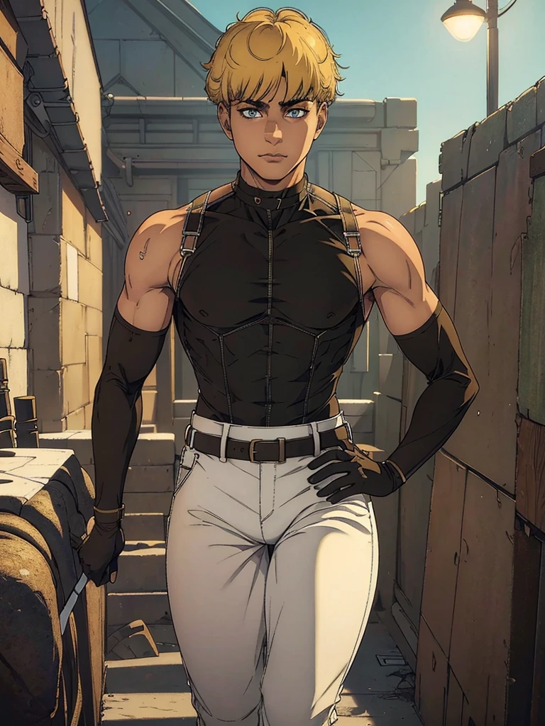 Male, Just one boy, Best quality, 4k, high resolution,slim body, perfect smile, gorgeous, light skin,white skin, ahegao face(hentai face) ,blonde hair,(bob cut hair),wearing harness only, (not wearing top clothes),Wearing short pants( stuck in lower body), wearing black fingerless gloves,,1 boy, solo, seductive look, elegance and charm, (masterpiece, best quality, high resolution), looking at the viewer, standing, (intricate and beautiful:1.2), (detailed light:1.2), (soft light, side light), (high resolution textures) , holding leash in hand(chain leash), outdoor, Burmese boy, wearing harness ,outdoor background, sun light, attractive,young,(masterpiece:1.3), (disorganized:1.3), (highest quality:1.3), perfect anatomy, detailed face, front view, perfect right hands, looking at viewer, (Super detailed:1.3), (best shadow:0.7), (treated hair), fine eyes, beautiful eyes, young aged male, alone, standing,closed_mouth, , outdoors,Thick thighs, arrogant face, thin body