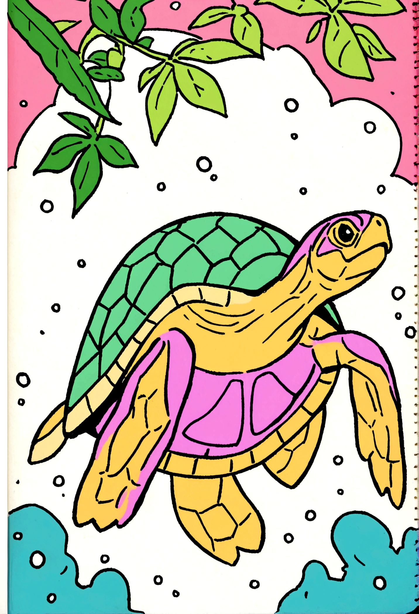 a cute turtle color page