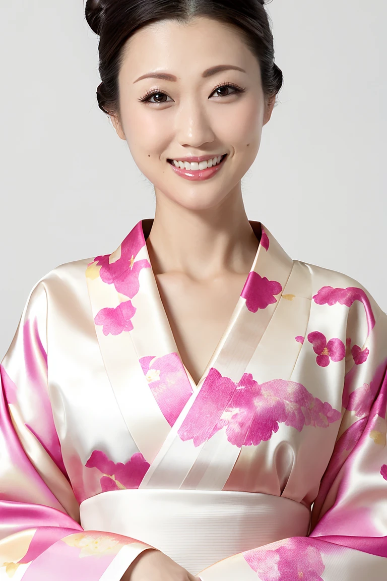 (Highest quality、Tabletop、8K、Best image quality、Award-winning works)、(一人のbeautiful成熟した女性:1.1)、Adult face、(Innkeeper:1.1)、(A gorgeous pink kimono with a gorgeous floral pattern:1.3)、(A kimono with a perfect and precise collar:1.2)、Perfect mature woman portrait photo、Glowing Skin、Standing Elegantly、(The simplest pure white background:1.4)、(Strongly blurred background:1.2)、Glowing Skin、とてもbeautiful肌、(Accentuate your body lines:1.1)、(The most graceful posture:1.2)、(Large Breasts:1.2)、(Voluptuous body:1.3)、A perfect smile、完璧なbeautiful光沢のある唇、(Accurate anatomy:1.2)、(A perfect and elegant outfit:1.1)、(Standing with good posture:1.1)、(beautiful, Elegant and high-quality patterned kimono:1.2)、、(完璧で自然なbeautiful袖:1.2)、(完璧で自然なbeautiful首輪:1.2)、(完璧で自然なbeautiful袖:1.2)、(Elegant and high-quality patterned kimono帯:1.4)、(The perfect wide belt:1.2)、(完璧で自然なbeautiful着物帯:1.1)、(Hair Bun:1.3)、(Face close-up:1.5)、(Look at me and smile:1.2)