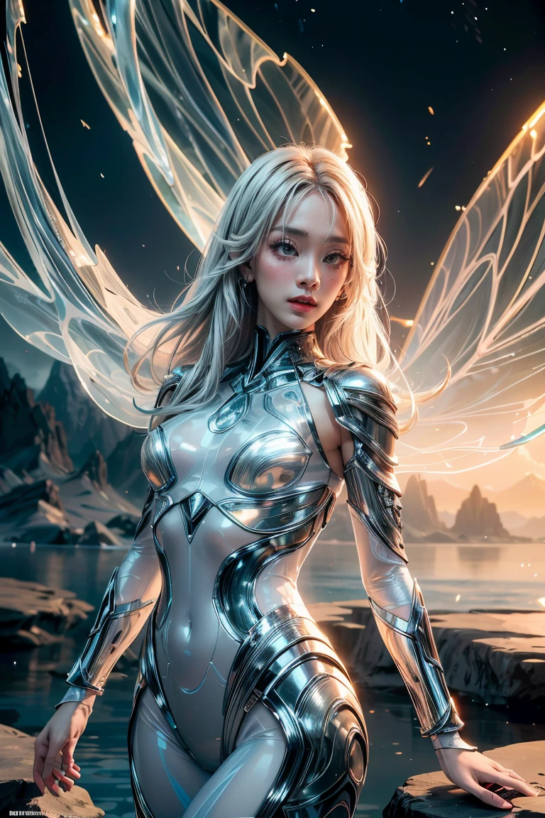 Translucent ethereal alien warrior，ModelShoot style, (Extremely detailed CG unified 8K wallpapers), The beauty of abstract stylization,，surrealism, 8K, Super detail, Best quality, Award-Awarded, Anatomically correct, 16k, Super detail