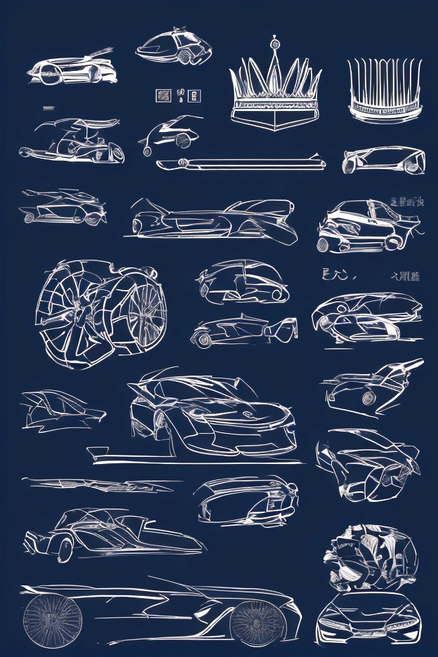 You are a top professional designer.。 this time、I decided to design a new car.。 The following are the conditions。 ・Only one car ・Sedan ・Body color is navy blue、Black. Even the wheels are delicate.、Beautifully drawn。 ・ Front、side、Writing the back part separately。 ・The emblem is"Queen"worthy of the name、It is a crown mark。