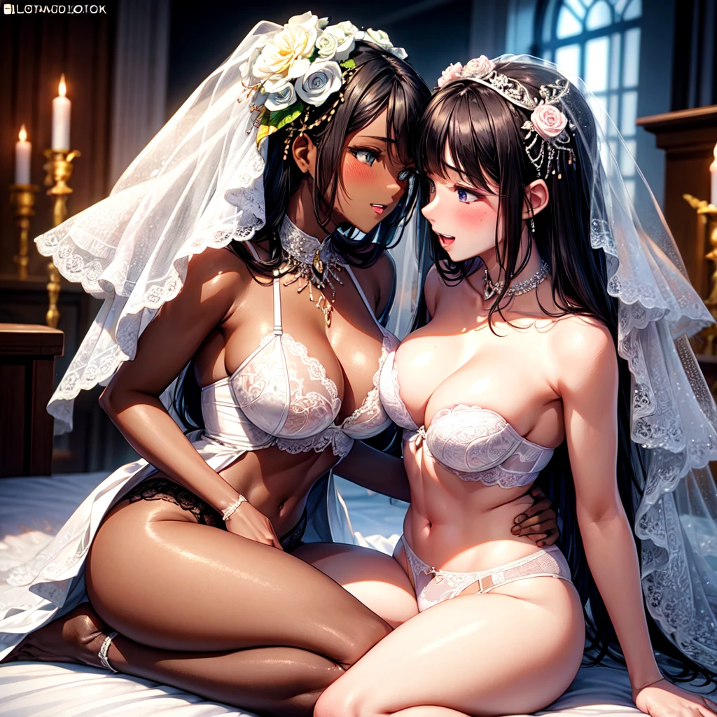 dark skin, sex, blushed, wedding-lingeries, lust, orgasms, brides, lesbians.