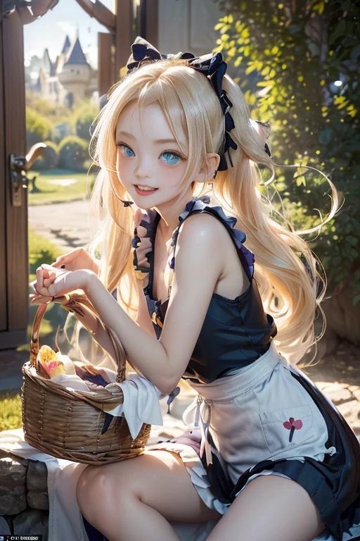 (perky chest:1.2), (pointed chest:1.2),(((Black Tunic:1.3))),(((cakes and bread in the basket),Cute and beautiful girl,Cute round face,Cute smile,with blush cheeks,Red Lip,a girl 22 years old, nsfw:1.2, beautiful body:1.3), shinny skin, BREAK, ((alice in the wonderland:1.3, cute, kawaii, lovely, funny, a girl falling down from sky:1.3, girl flying in sky:1.2, girl floating in air:1.3, rolling upskirt by wind:1.5, (with sparkling eyes and a contagious smile),open mouth, Looking at Viewer, surprised, putting hands on crotch over the skirts:1.35)), BREAK, ((floating things as follows:1.3, PlayingCards, Trump, tea cup, tea pot, tea spoons, pocket watch:1.3, lip sticks, candies:1.2, cookies, jam bottles, classical door_keys)), ((long purply_Blue dress :1.5, wearing long flaired skirt:1.3, the skirt is blowing:1.3, cute White Apron, black stockingedium long platinum-blonde hair:1.2, twin tail hair:1.6, tied hair with a cute ribbon), (Blue eyes, bright pupils with highlights, detailed eyes), (lying down on your back:0.7, spreading legs with rising up straight:0.7), sexy posture, fantastic colorful art, (fantasy art:1.2, wondered images), ((correct anatomy:1.5, perfect anatomy:1.3, correct hand, )),
