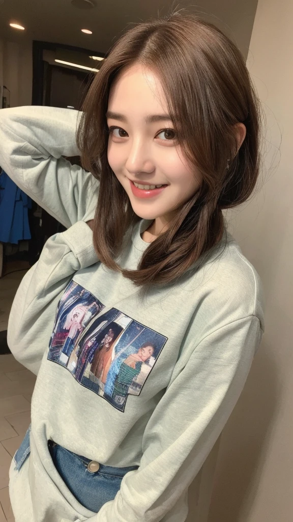 ((Best Quality, 8K, Masterpiece: 1.3)), 1girl, Superb Body, (Casual Hairstyle, ), Casual Clothes, Super Fine Face, Detailed Eyes, Smile, Home, Full Body Shot