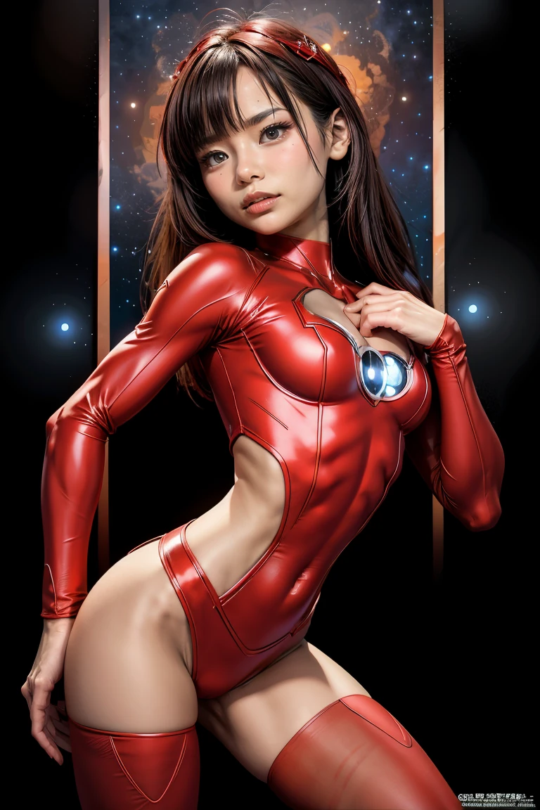 (best quality, 4k, highres, photorealistic), (concept art: 1.2), (bright colors: 1.1), (glowing effect: 1.1), (intense red: 1.2), (dynamic pose: 1.1), (powerful aura: 1.2), (fierce expression: 1.1), (sparkling eyes: 1.1), (flowing hair: 1.1), (ethereal beauty: 1.3), (background: cosmic scenery), (cosmic energy: 1.2), (vibrant stars: 1.1), (energy beams: 1.1), (futuristic technology: 1.2)
An angry beautiful woman with lined lips, wearing a red bodysuit that tightly hugs her muscular and toned skin. Her outfit covers her navel and is adorned with intricate makeup designs. She is the iconic Red Lantern, a superhero from the DC Comics universe with extraordinary powers.
This version of Red Lantern is a muscular and powerful female character, wearing an all-red uniform that accentuates her figure. Her bodysuit is fitted to her form, emphasizing her curves. The viewer's attention is drawn to her medium-sized breasts, which are beautifully detailed and add to her realism and overall aesthetic.
As she looks directly at the viewer, her captivating gaze is enhanced by the realism of her eyes, which sparkle with intensity. Her expression is fierce and determined, displaying her unwavering dedication to protecting the innocent.
The artwork is of the highest quality, with a resolution of 4K, showcasing every ultra-detailed aspect of the beautiful woman. The photorealistic style brings her to life, making her appear as if she could step off the canvas and into reality.
The artist has captured the essence of red Lantern's power and aura, with a vibrant and dynamic pose. Her body emanates a powerful and glowing green energy, forming a captivating cosmic scenery background. The starry night sky is filled with vibrant and vivid colors, giving the artwork an otherworldly feel.
The cosmic energy radiating from red Lantern is depicted through energy beams and futuristic technology surrounding her. The intensity of her power is further emphasized by the bright and glo