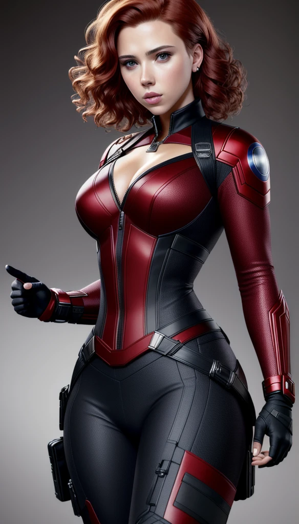 (masterpiece), (best quality), (photorealistic:1.3), 8k, detailed skin texture, detailed cloth texture, beautiful detailed face, intricate details, ultra detailed, scarlett johansson, Black Widow in the style of the Captain America, straight red hair, (full-length body:1.2)