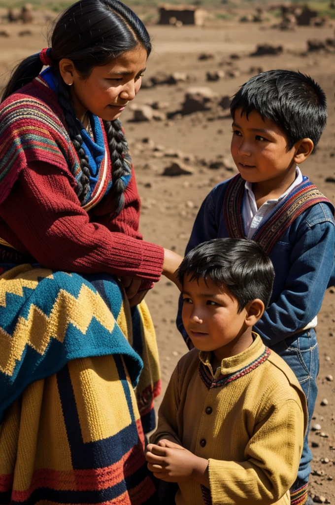 The same Andean woman talking to the same boy