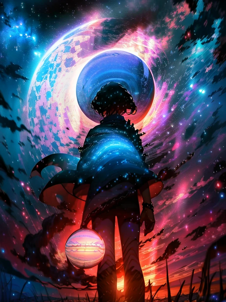 anime - style scene of a beautiful sky with a star and a planet, cosmic skies. by makoto shinkai, anime art wallpaper 4k, anime art wallpaper 4 k, anime art wallpaper 8 k, anime wallpaper 4k, anime wallpaper 4 k, 4k anime wallpaper, anime sky, amazing wallpaper, anime background, heaven planet in background, anime background art