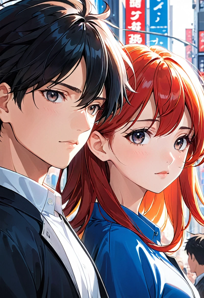 Anime couple, 4k comics wallpaper, Anime style portrait, Artwork in the style of Guweiz, Comic cover style, , Clean and detailed anime style, guys, Digital Anime Illustration, Clean and detailed anime art, Detailed comic style, illustration animation, anime style illustration, Anime style 4k, Detailed digital anime art((Look at the audience)))