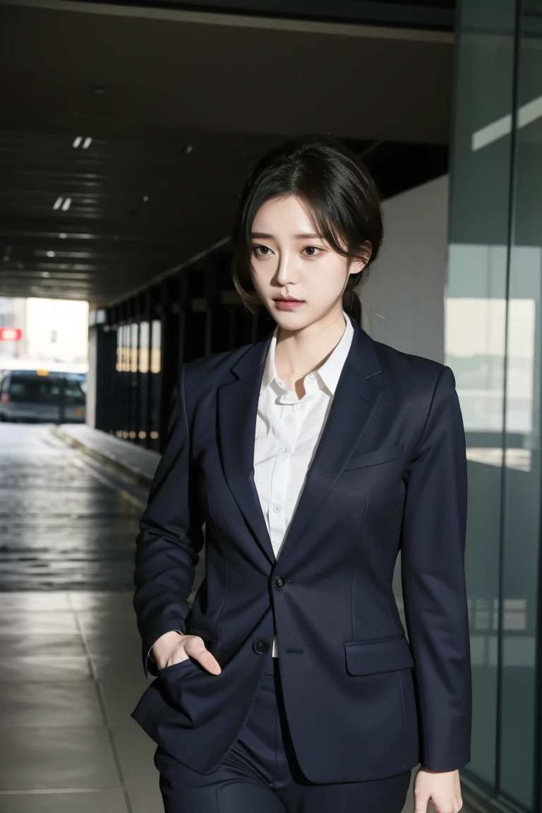 A female detective in a suit、I am being humiliated。
