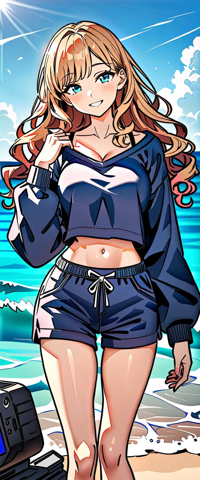 ((grin)), 風が強い, ((off-shoulder dress:1.3, criss-cross halter)), ((white sundress)), ((cleavage)), ((blond hair, bob cut:1.3)), ((sunglasses, hand to sunglasses)), (((from side))), ((((upper body)))), bare legs, (()), (((a beautiful starry sky, the Milky Way shining beautifully in the night))), ((standing on the very high cliff)), wavy hair, inward curled hair, ((sea, nature)), breasts, ager, (looking at viewer), puffy long sleeves, collarbone, head tilt:1.3, (((blue eyes))), happy smile, (((anime style))), (best quality, 4K, 8K, highres, masterpiece:1.2, ultra-detailed, ultra-detailed eyes, HDR, uhd, studio lighting, ultra-fine painting, sharp focus, physically-based rendering, extreme detail description, professional, vivid colors, bokeh)