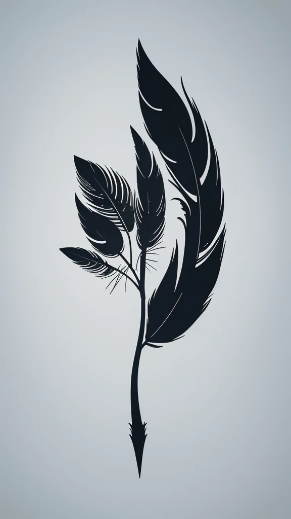 A minimal, modern, simple, cinematic logo design for the brand “Penamemoria". Create a modern, minimalistic, high-quality, logo of a bird feather