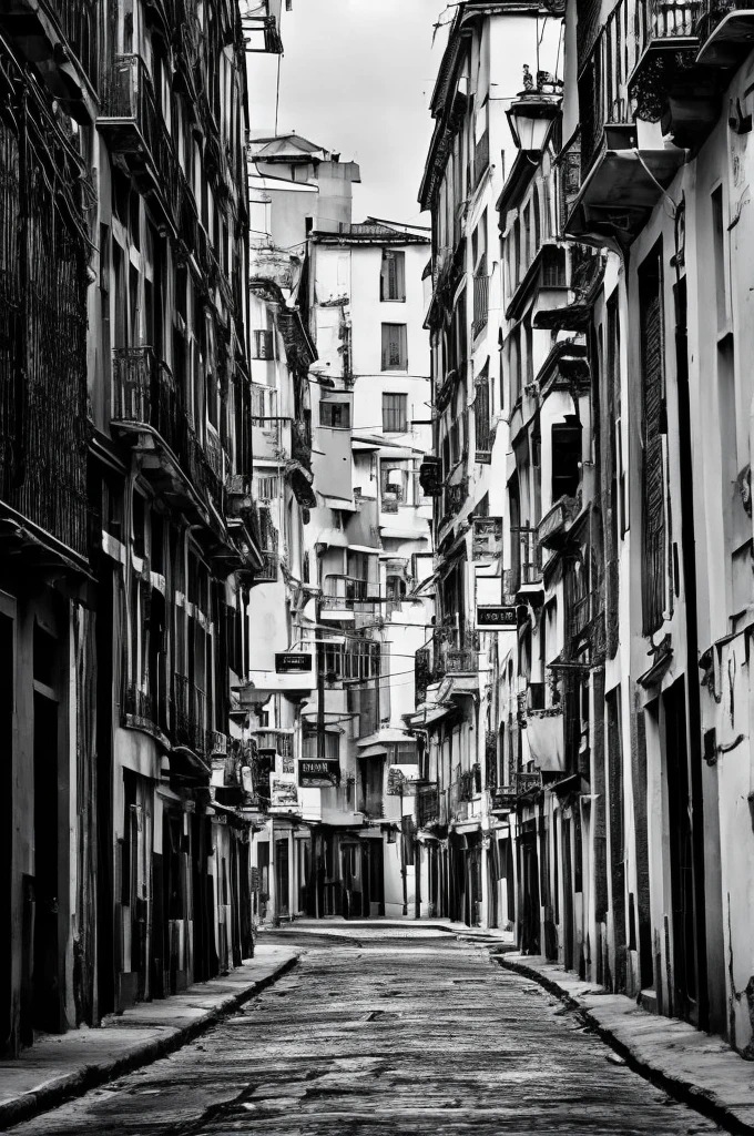A detective on empty streets black and white image 