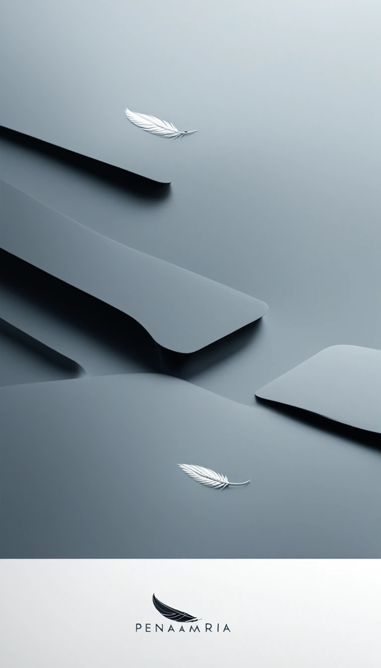 A minimal, modern, simple, cinematic logo design for the brand “Penamemoria". Create a modern, minimalistic, high-quality, logo of a bird feather