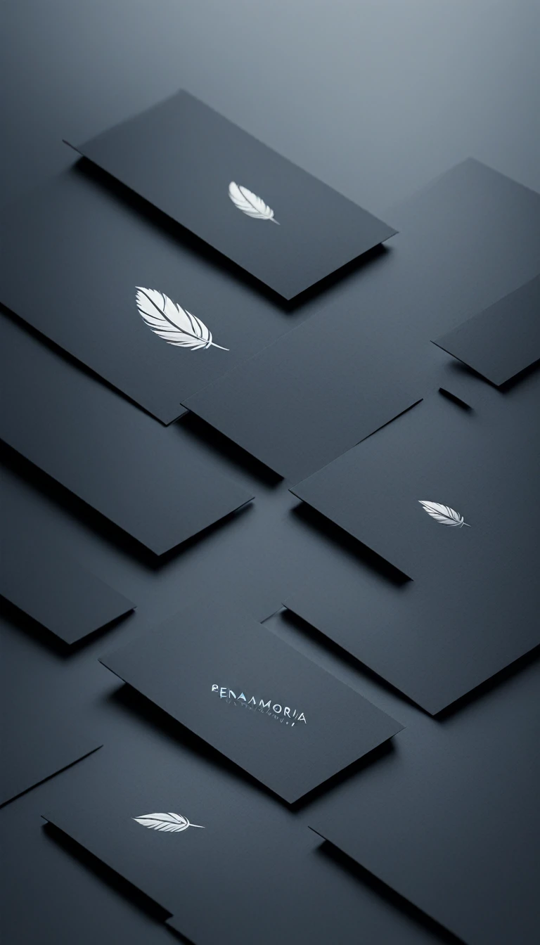 A minimal, modern, simple, cinematic logo design for the brand “Penamemoria". Create a modern, minimalistic, high-quality, logo of a bird feather
