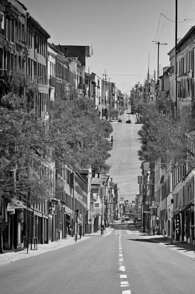 A man in empty streets black and white image 