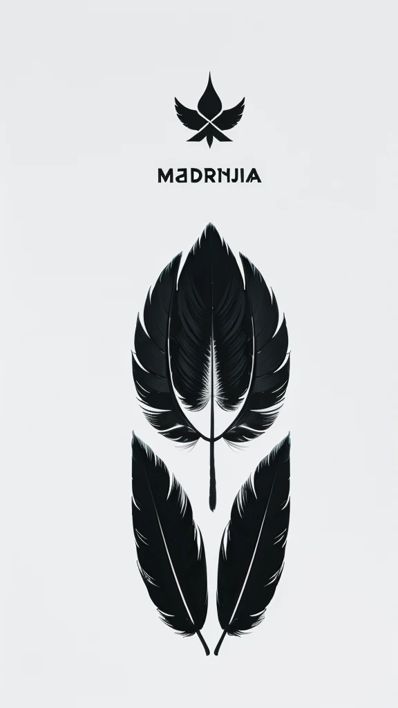 A minimal, modern, simple, cinematic logo design for the brand “Penamemoria". Create a modern, minimalistic, high-quality, logo of a bird feather