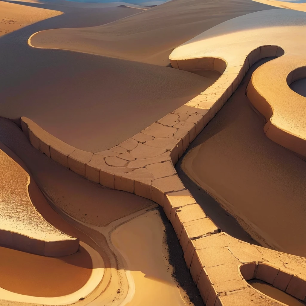 (((No humans)))、Best illustrations、Best Quality、(From above at an angle)、(Desert Village)