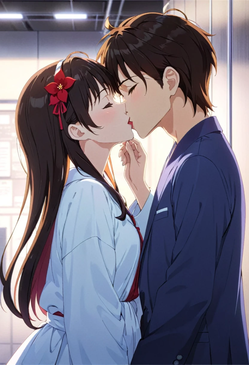 anime image of a couple kissing each other in a kiss, kissing together cutely, lovely kiss, Girls in love, kissing together, kiss mouth to mouth, kissing each other, kissing, couple kissing, make it, Cartoon shading animation, Kyoto Animation stills, data center, still from tv anime, , kiss, Anime Stills, Anime Stills