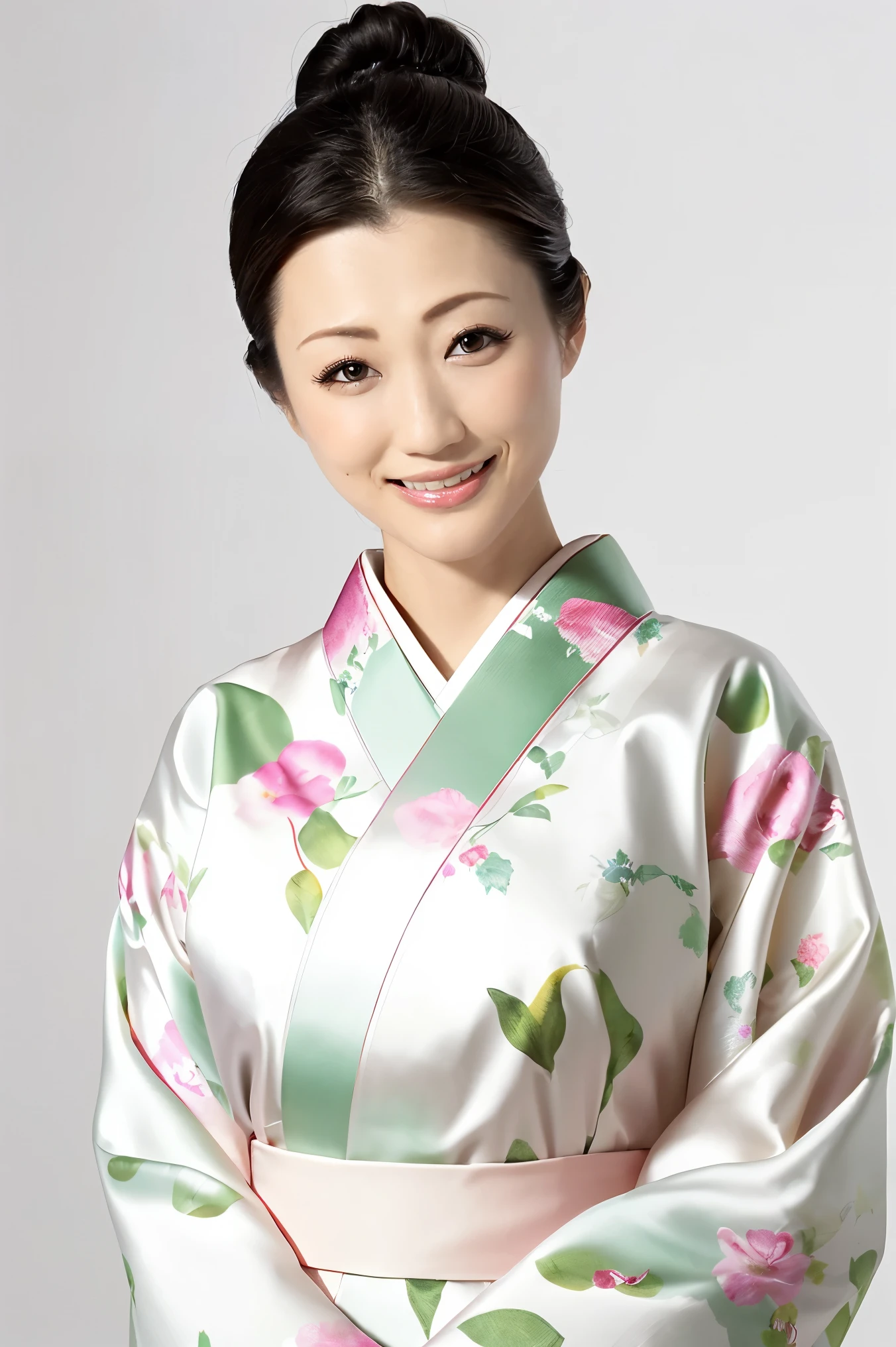 (Highest quality、Tabletop、8K、Best image quality、Award-winning works)、(一人のbeautiful成熟した女性:1.1)、Adult face、(Innkeeper:1.1)、(A gorgeous pink kimono with a gorgeous floral pattern:1.3)、(A kimono with a perfect and precise collar:1.2)、Perfect mature woman portrait photo、Glowing Skin、Standing Elegantly、(The simplest pure white background:1.4)、(Strongly blurred background:1.2)、Glowing Skin、とてもbeautiful肌、(Accentuate your body lines:1.1)、(The most graceful posture:1.2)、(Large Breasts:1.2)、(Voluptuous body:1.3)、A perfect smile、完璧なbeautiful光沢のある唇、(Accurate anatomy:1.2)、(A perfect and elegant outfit:1.1)、(Standing with good posture:1.1)、(beautiful, Elegant and high-quality patterned kimono:1.2)、、(完璧で自然なbeautiful袖:1.2)、(完璧で自然なbeautiful首輪:1.2)、(完璧で自然なbeautiful袖:1.2)、(Elegant and high-quality patterned kimono帯:1.4)、(The perfect wide belt:1.2)、(完璧で自然なbeautiful着物帯:1.1)、(Hair Bun:1.3)、(Face close-up:1.4)、(Look at me and smile:1.2)
