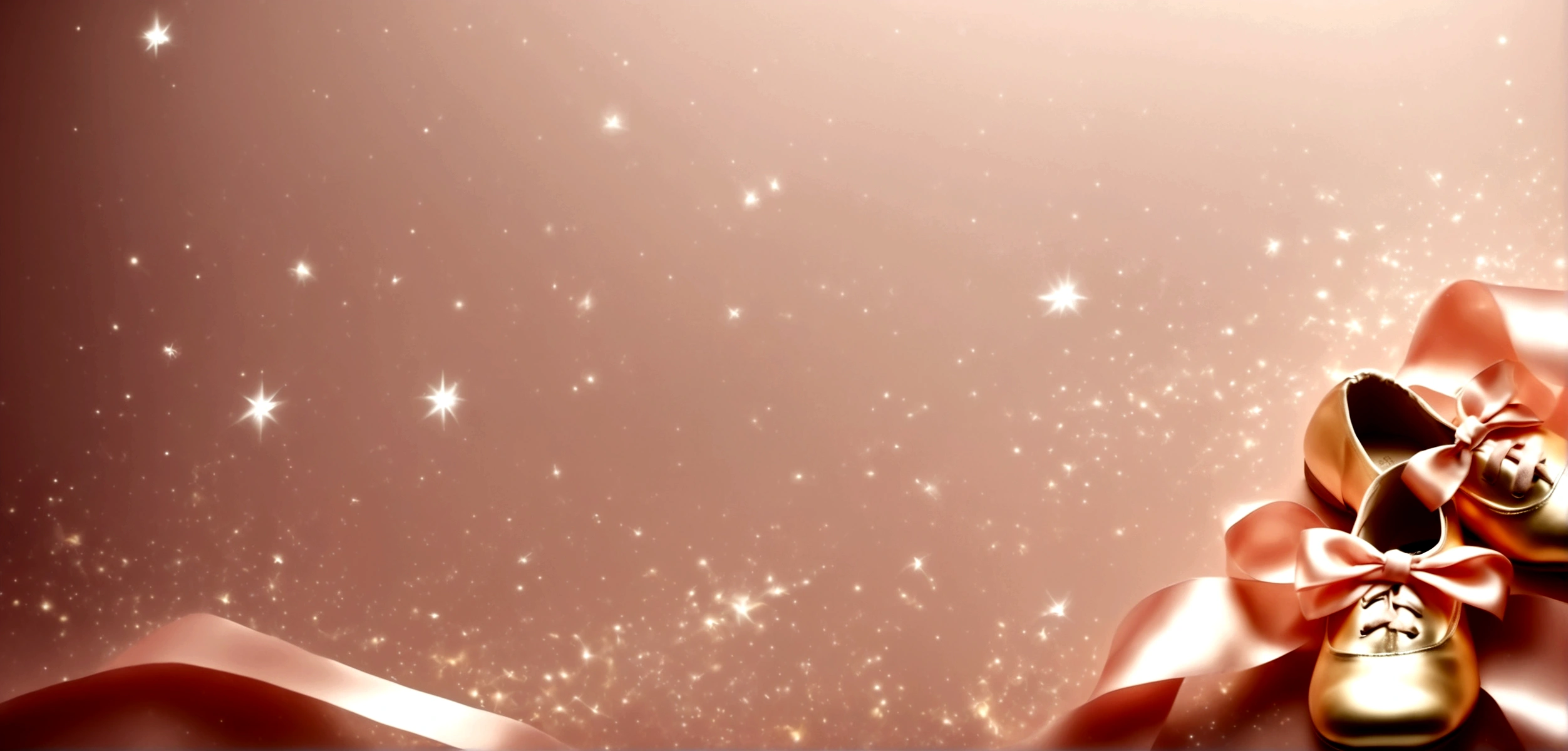 Nice ribbon;Change the style of your ballet shoes。Background with shining gold stars。