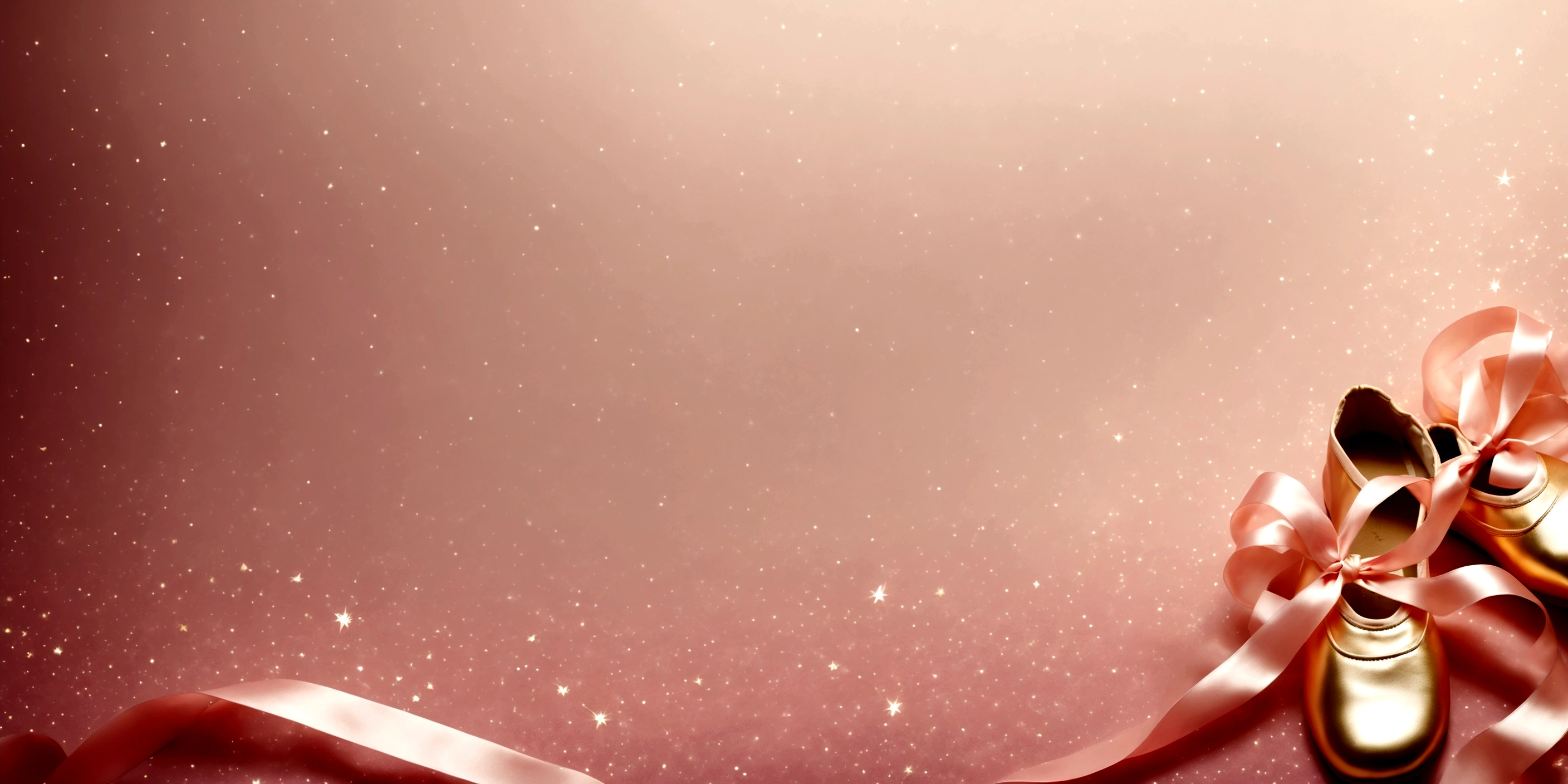 Nice ribbon;Change the style of your ballet shoes。Background with shining gold stars。