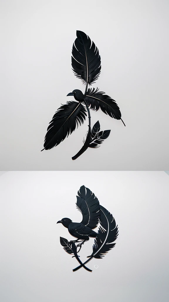 A minimal, modern, simple, cinematic logo design for the brand “Penamemoria". Create a modern, minimalistic, high-quality, logo of a feather-bird