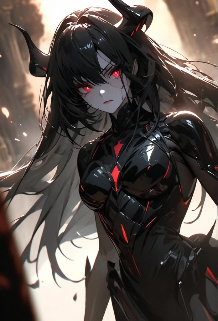 ((biopunk art)), ((biopunk atmosphere)), (beautiful anime biopunk girl), (multicolored skin), steel sharp teeths, lamp glowing eyes, very long brown hair, short worm clothing, symbolizes with hands, gloomy cold lighting, (scorn videogame style), horror atmosphere, (presence of something terrible), highly detailed biopunk background, background by Hans Giger, perfect anatomy, masterpiece