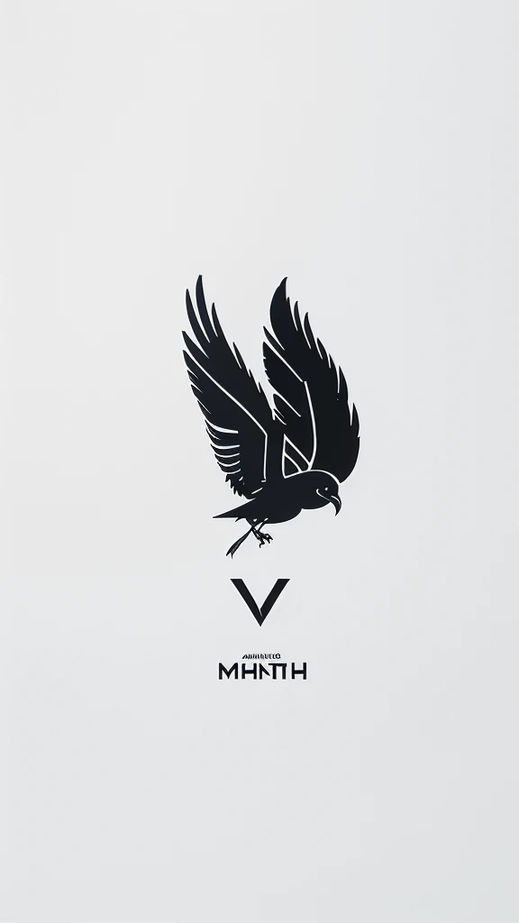 A minimal, modern, simple, cinematic logo design for the brand “Penamemoria". Create a modern, minimalistic, high-quality, logo of a feather-bird